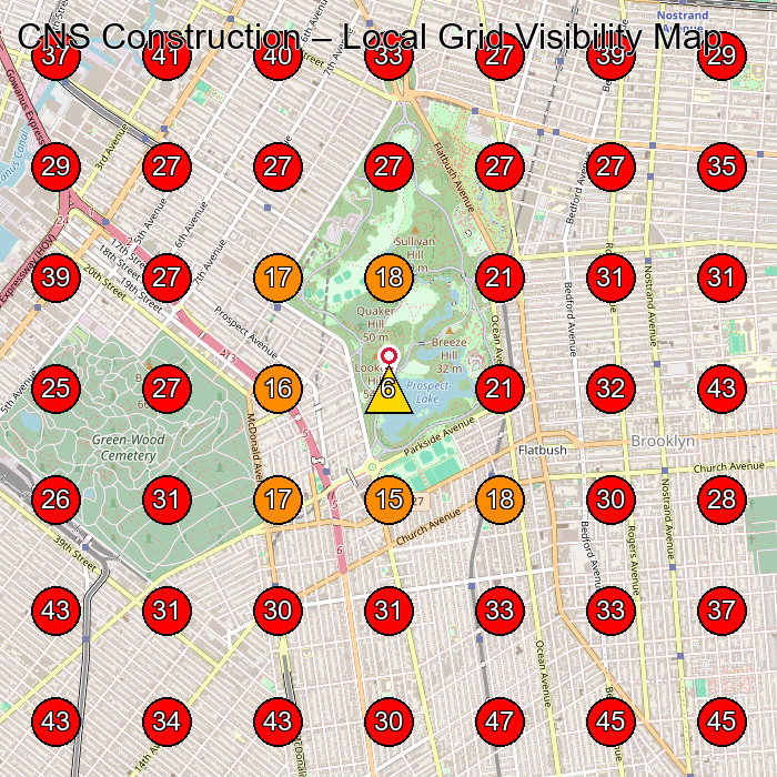 CNS Construction GeoGrid visibility map for Roofing Contractor in Brooklyn